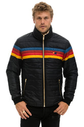 4 STRIPE RAINBOW SLEEVE JACKET - BLACK