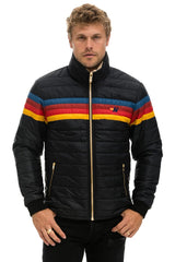 4 STRIPE RAINBOW SLEEVE JACKET - BLACK