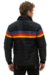 4 STRIPE RAINBOW SLEEVE JACKET - BLACK