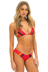 5 STRIPE TRIANGLE BIKINI TOP - RED