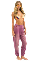 5 STRIPE SWEATPANTS - FADED BERRY