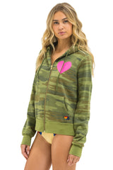 HEART 2 HOODIE - CAMO // NEON PINK