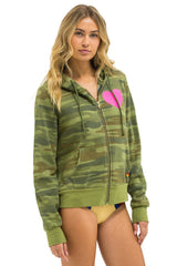 HEART 2 HOODIE - CAMO // NEON PINK