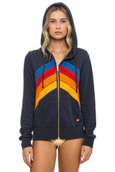 MOUNTAIN STITCH CHEVRON 4 ZIP HOODIE - CHARCOAL