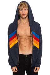 MOUNTAIN STITCH CHEVRON 4 ZIP HOODIE - CHARCOAL