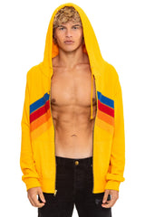 MOUNTAIN STITCH CHEVRON 4 ZIP HOODIE - GOLD