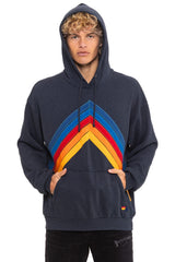 MOUNTAIN STITCH CHEVRON PULLOVER HOODIE RELAXED - CHARCOAL