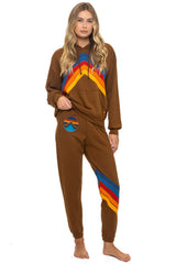 MOUNTAIN STITCH CHEVRON PULLOVER HOODIE RELAXED - CINNAMON