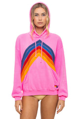MOUNTAIN STITCH CHEVRON PULLOVER HOODIE RELAXED - NEON PINK