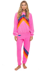 MOUNTAIN STITCH CHEVRON PULLOVER HOODIE RELAXED - NEON PINK