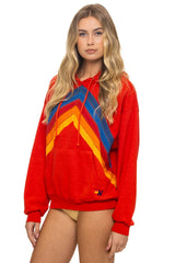 MOUNTAIN STITCH CHEVRON PULLOVER HOODIE RELAXED - RED
