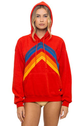 MOUNTAIN STITCH CHEVRON PULLOVER HOODIE RELAXED - RED