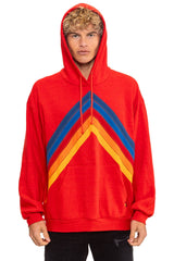 MOUNTAIN STITCH CHEVRON PULLOVER HOODIE RELAXED - RED
