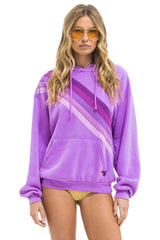 CROSS STRIPE RELAXED PULLOVER HOODIE - NEON PURPLE // PURPLE