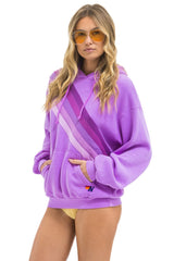 CROSS STRIPE RELAXED PULLOVER HOODIE - NEON PURPLE // PURPLE