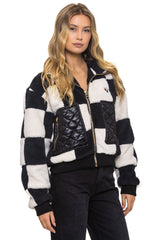 TEDDY CHECKERBOARD WOMENS FULL ZIP JACKET - VINTAGE // BLACK