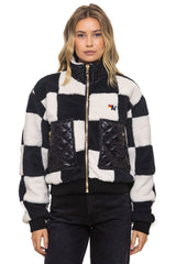 TEDDY CHECKERBOARD WOMENS FULL ZIP JACKET - VINTAGE // BLACK