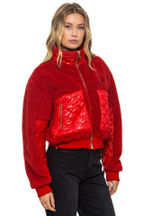 TEDDY FULL ZIP JACKET - CHERRY