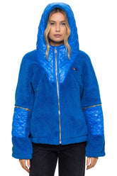 TEDDY UNISEX OVERSIZED HOODED FULL ZIP JACKET - BLUE CINA