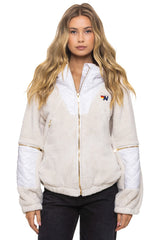 TEDDY UNISEX OVERSIZED HOODED FULL ZIP JACKET - VINTAGE WHITE