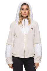 TEDDY UNISEX OVERSIZED HOODED FULL ZIP JACKET - VINTAGE WHITE
