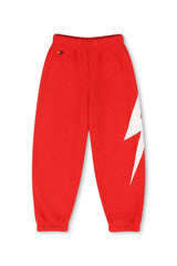 KIDS BOLT PRINT SWEATPANTS - RED // WHITE
