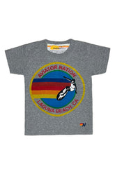 KID'S AVIATOR NATION LAGUNA BEACH TEE - HEATHER GREY