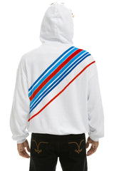 CROSS STRIPE STARS RELAXED PULLOVER HOODIE - WHITE // USA