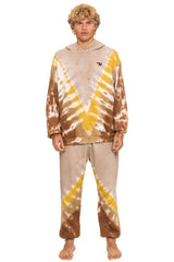 HAND DYED V RELAXED PULLOVER HOODIE - TIE DYE SAND // CINNAMON