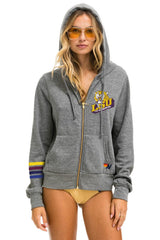 LSU BOLT ZIP HOODIE - HEATHER GREY