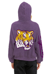 LSU TIGER RELAXED PULLOVER HOODIE - GRAPE