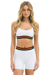 LOGO 4 INCH HI-RISE BIKER SHORT - WHITE