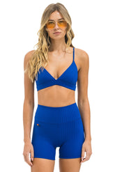 WIDE RIB TRIANGLE ADJUSTABLE SPORTS BRA - ROYAL