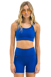 WIDE RIB WOMEN'S SCOOP BACK SPORTS BRA - ROYAL
