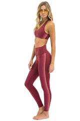 FULL LENGTH HI-RISE 5 STRIPE LEGGINGS - BERRY