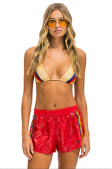 5 STRIPE NYLON JOGGER SHORT - CHERRY