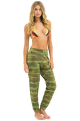 5 STRIPE SWEATPANTS - CAMO // LIME AQUA