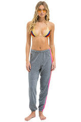 5 STRIPE SWEATPANTS - HEATHER GREY // NEON