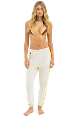 5 STRIPE SWEATPANTS - VINTAGE WHITE // WHITE NEON