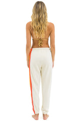 5 STRIPE SWEATPANTS - VINTAGE WHITE // WHITE NEON
