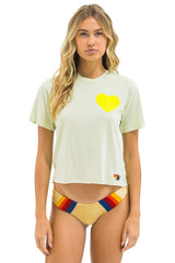 HEART PRINT BOYFRIEND TEE - LIME CREAM // NEON YELLOW