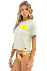 HEART PRINT BOYFRIEND TEE - LIME CREAM // NEON YELLOW