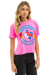 TEXAS RANGERS AVIATOR NATION WOMEN'S BOYFRIEND TEE - NEON PINK