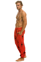 BOLT STITCH REPEAT SWEATPANTS - RED // BLACK