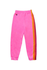 KID'S 5 STRIPE SWEATPANTS - NEON PINK