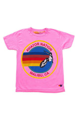 KID'S AVIATOR NATION MALIBU TEE - NEON PINK