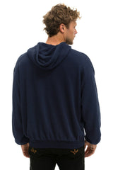 LOGO PULLOVER RELAXED HOODIE - NAVY