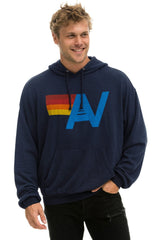 LOGO PULLOVER RELAXED HOODIE - NAVY