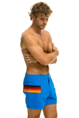 MEN'S HORIZONTAL 5 STRIPE FLEX SHORTS - PARROT BLUE