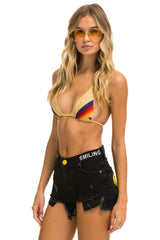 MID RISE ROCKER COWGIRL CUTOFF KEEP SMILING JEAN SHORTS - VINTAGE BLACK